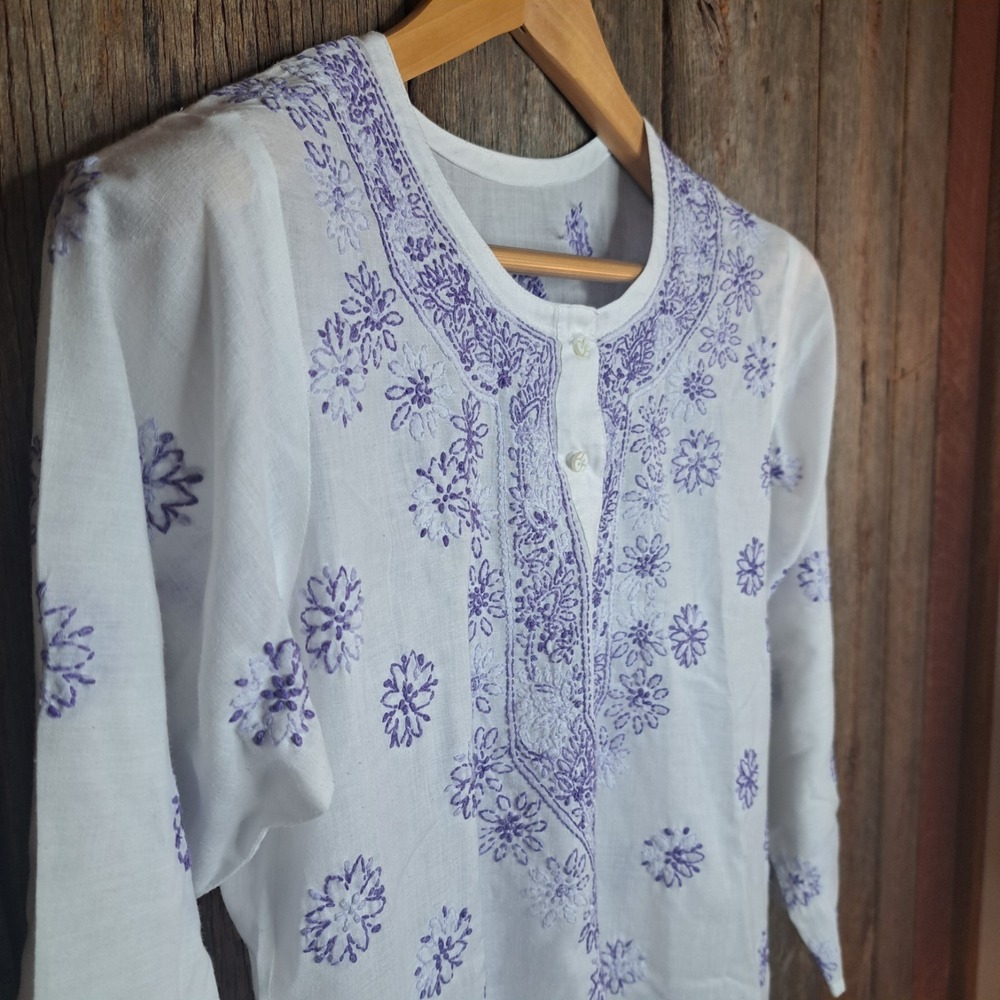 Cottagecore Artisan Handmade Embroidered Fairycore Women's M/L Kurti Tunic Top